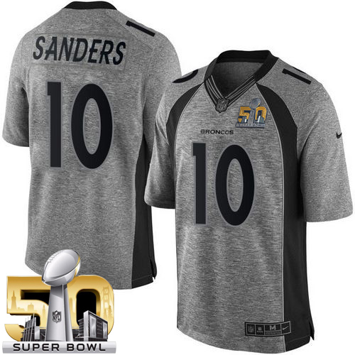 Nike Broncos #10 Emmanuel Sanders Gray Super Bowl 50 Men's Stitched NFL Limited Gridiron Gray Jersey